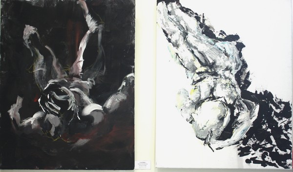 deux peintures acrylique format 30 F. Larron noir, larron blanc, 2015